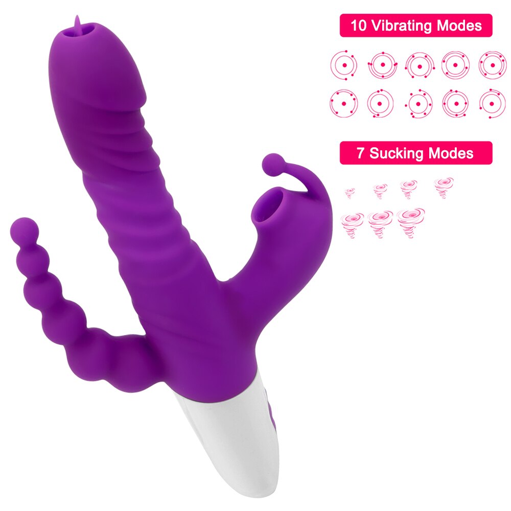 Beads G-spot Massage Tongue Licking Vibrator Sex Toy